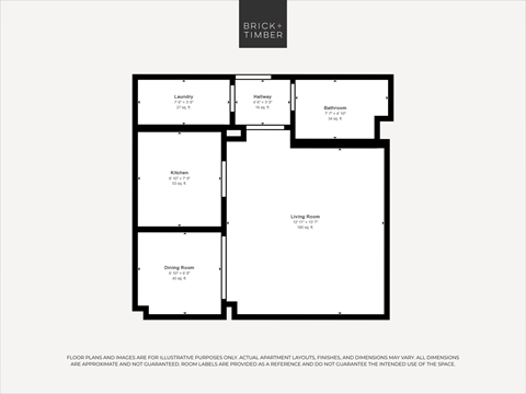 Floor plan for studio, 1 bath, 387 sqft